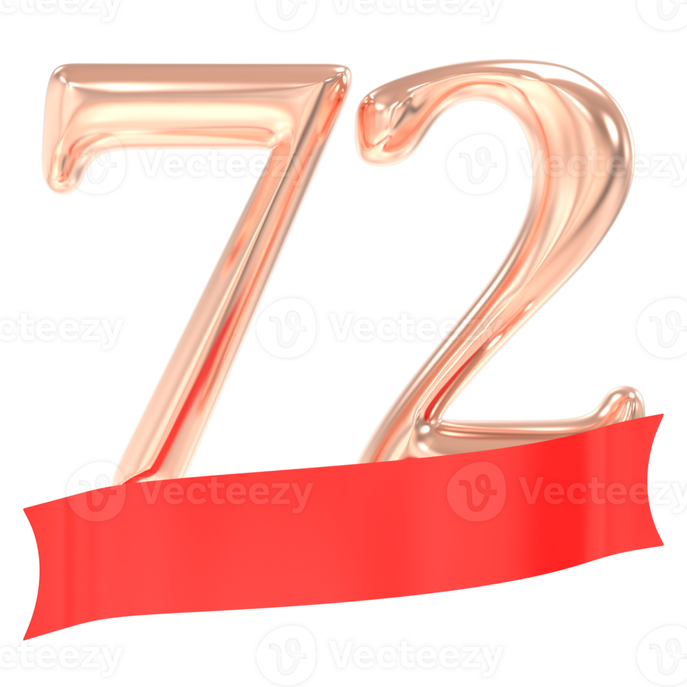 Happy Anniversary 72 Years 3d Rendering png
