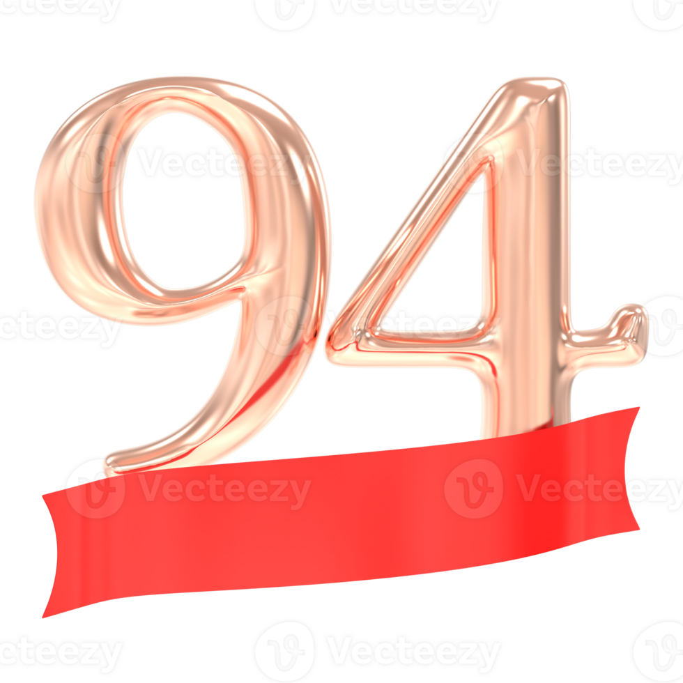 Happy Anniversary 94 Years 3d Rendering png