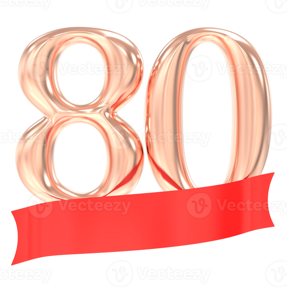 Happy Anniversary 80 Years 3d Rendering png