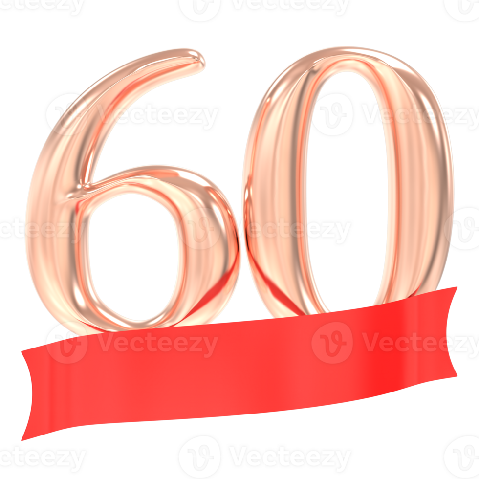 Happy Anniversary 60 Years 3d Rendering png