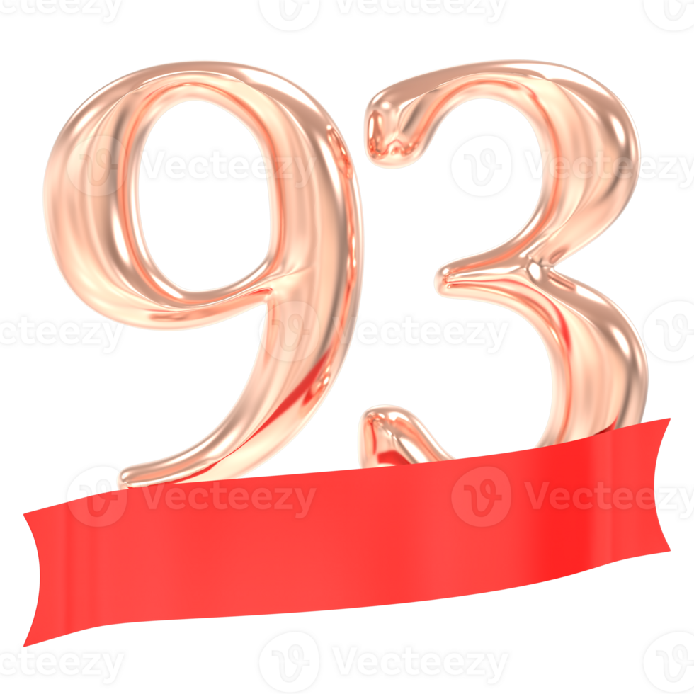 Happy Anniversary 93 Years 3d Rendering png