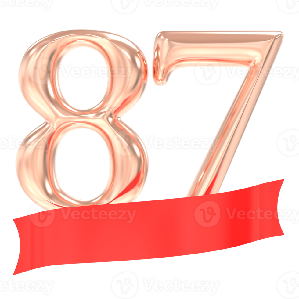 Happy Anniversary 87 Years 3d Rendering png