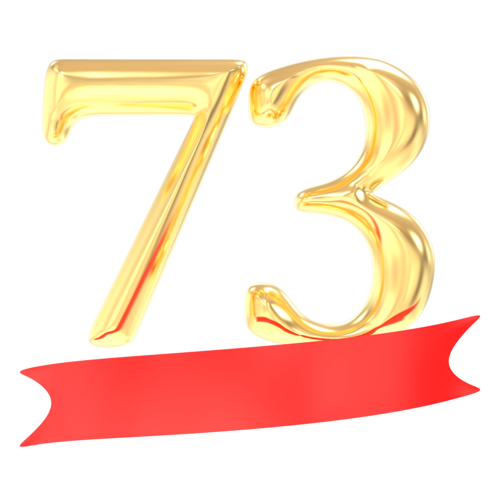 Anniversary 73 Number Gold And Red 3d Rendering png