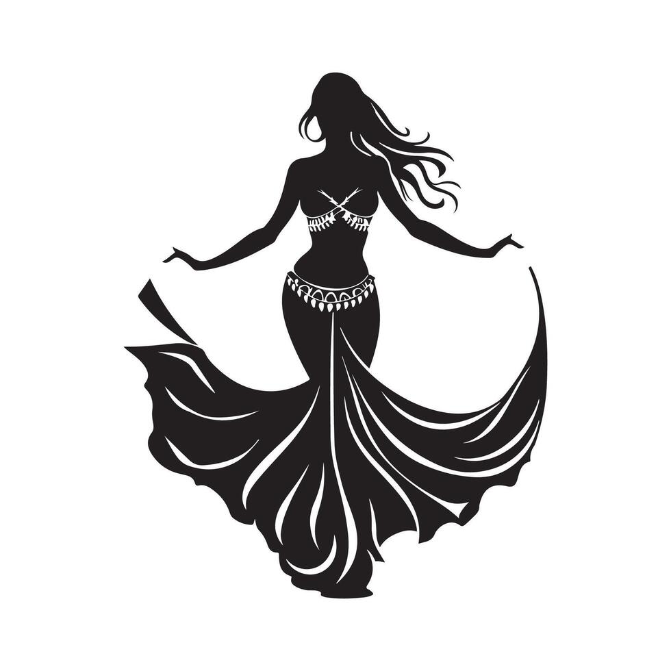 Belly Dancer Silhouette Stock Illustrations isolated on white vector
