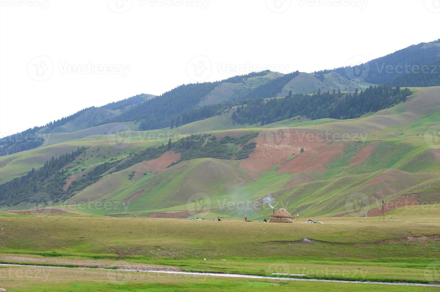 The Kazakh dwelling in the mountains Yurta photo