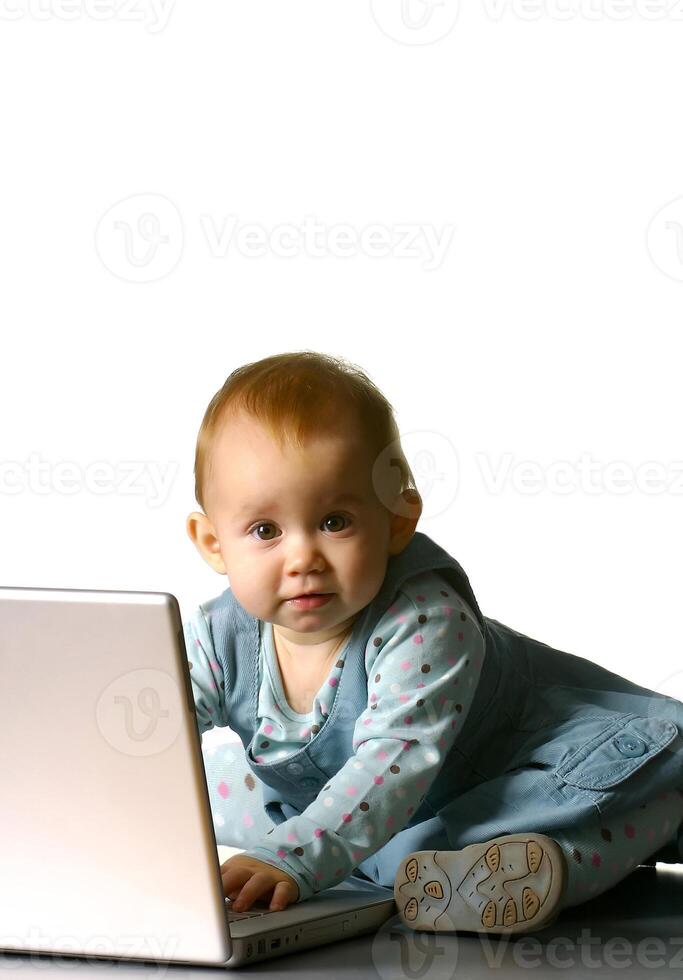 The child with a computer photo
