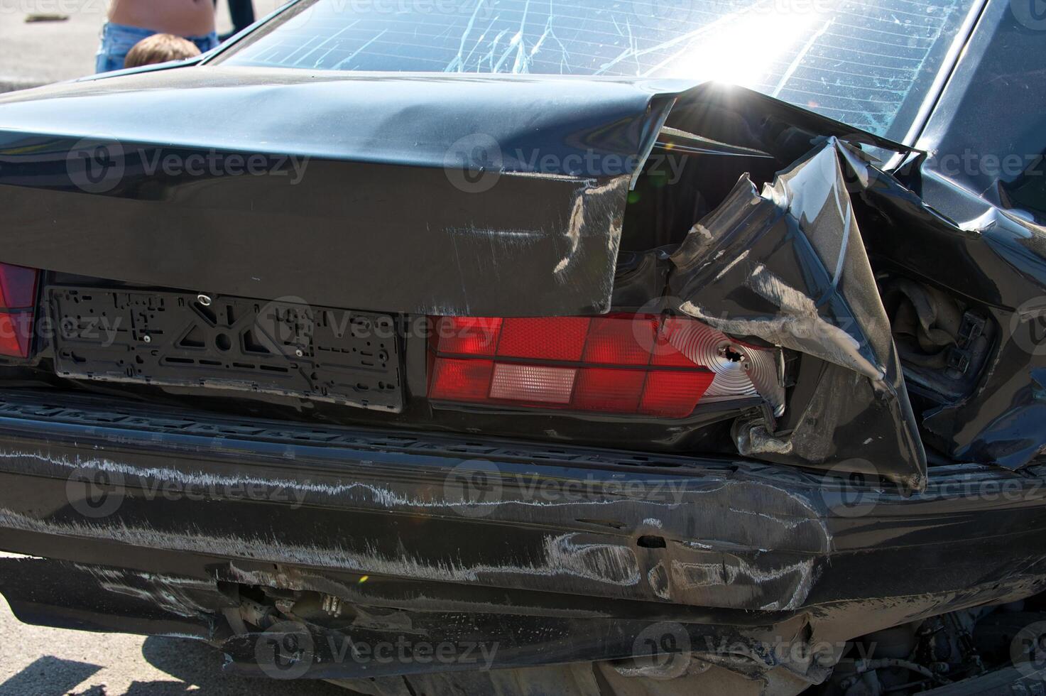 Front part of a crashed car wreck photo