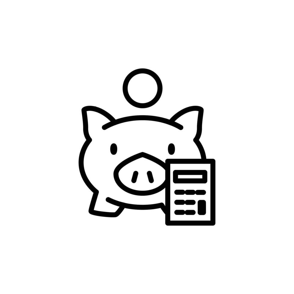 piggy bank and calculator symbol of accounting outline icon pixel perfect design good for website or mobile app vector