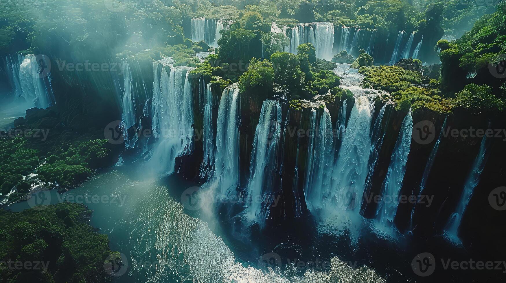 the beautiful waterfalls in the middle of the jungle photo
