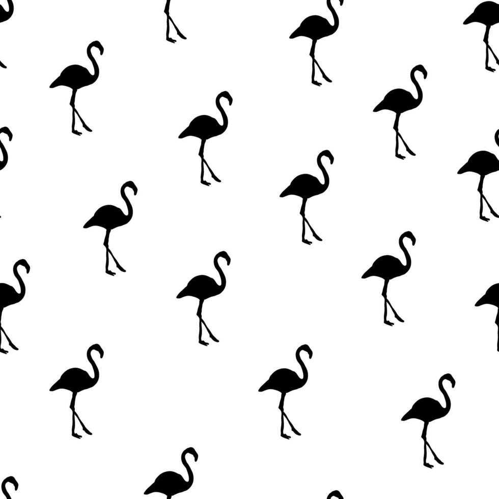 White Black Flamingo Pattern Background vector