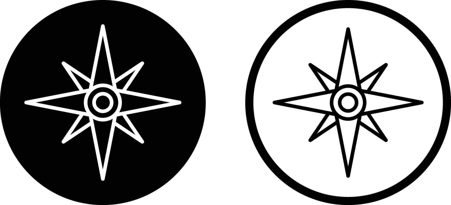 Compass icon set in two styles isolated on white background . illustration vector