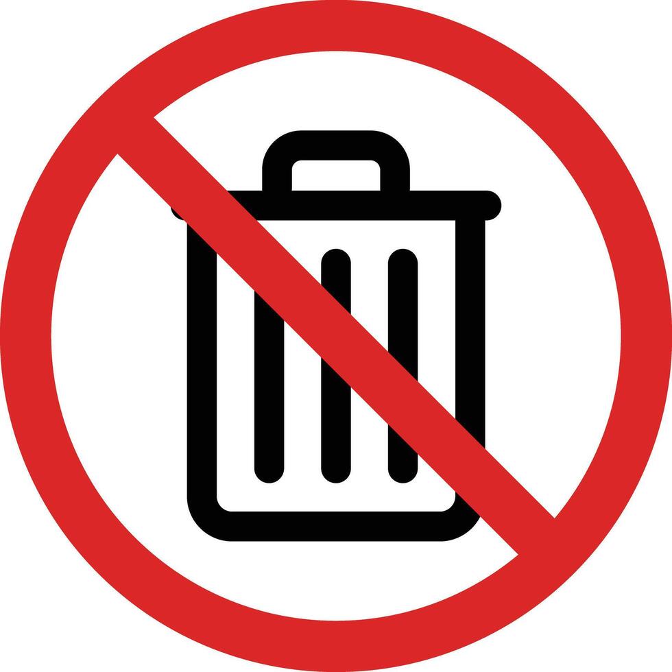 No trash icon isolated on white background . Do not throw trash sign . No trash can icon vector