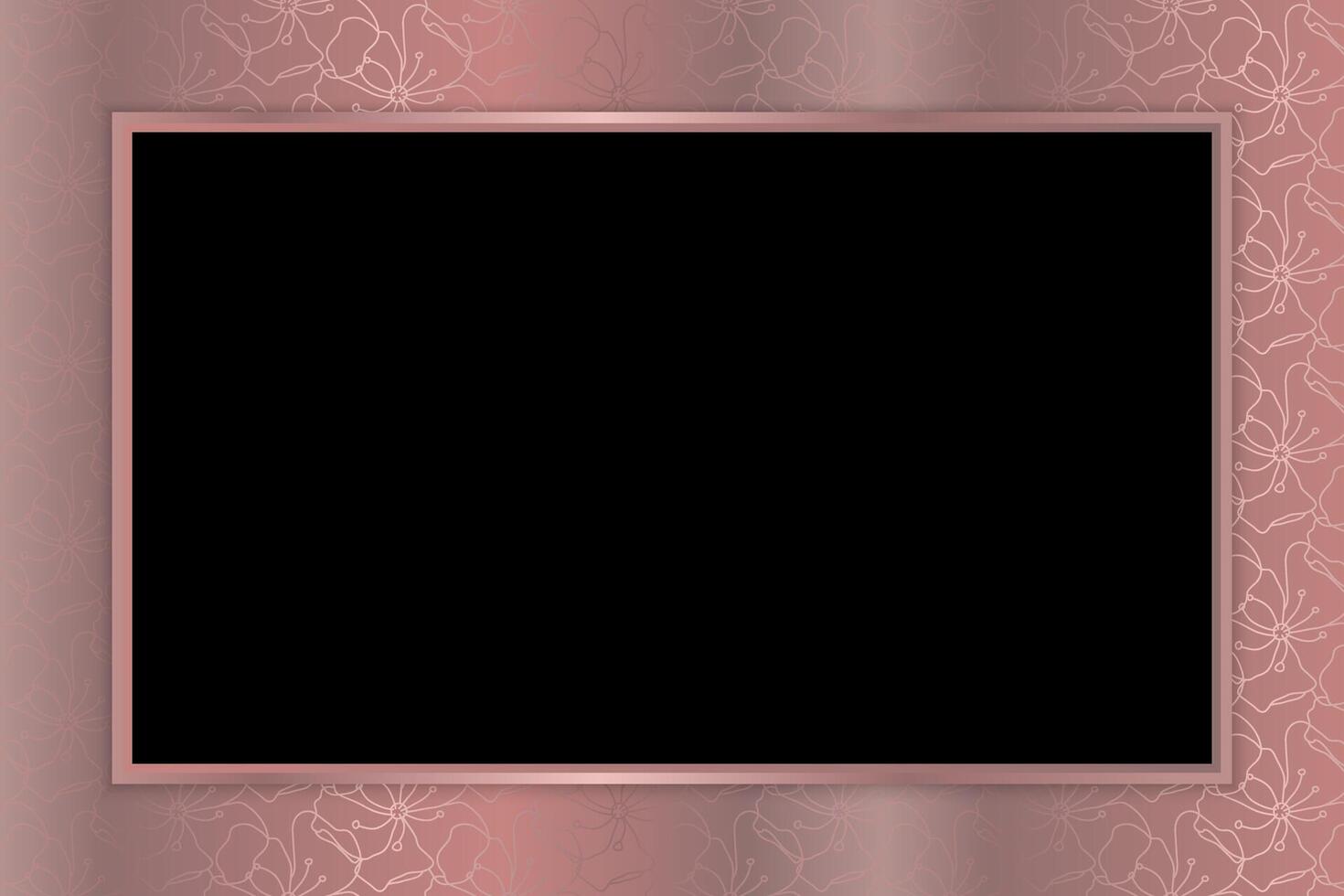 Elegant Black and Rose Gold Floral Frame or Border Background vector