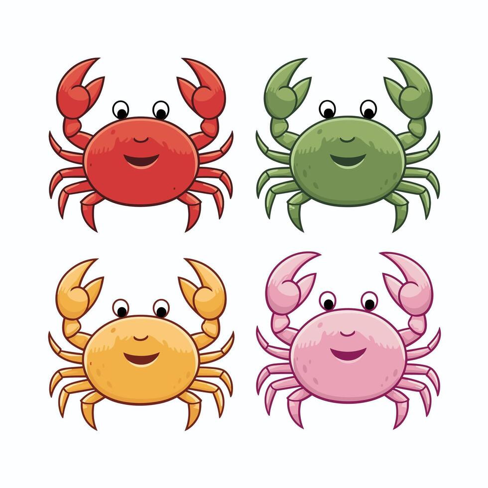 Colorful red crab illustration. Sea creature in flat design. Shell crab icon isolated on white background. vector