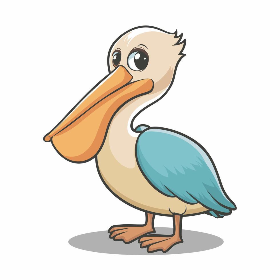 Cartoon pelican isolated on white background vector