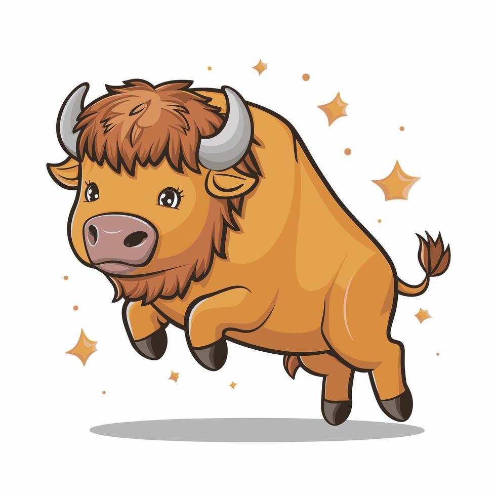 bison flat illustration on white background vector