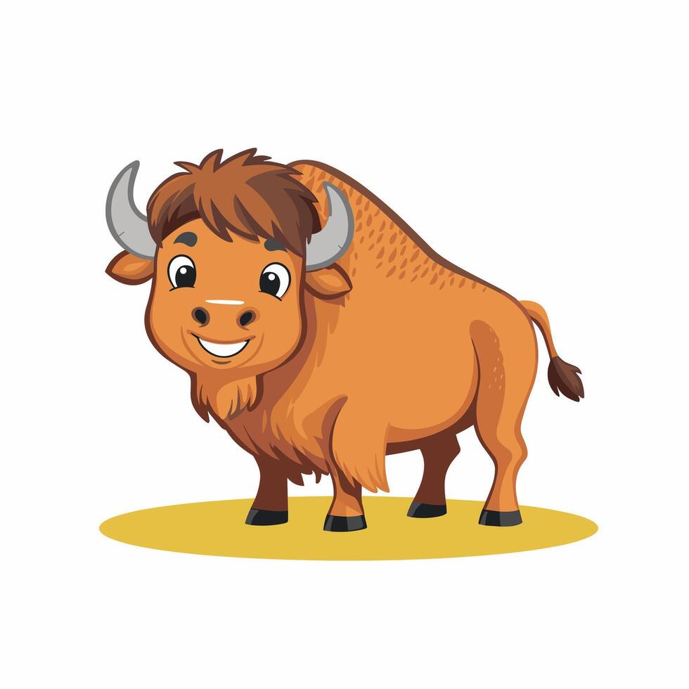 bison flat illustration on white background vector
