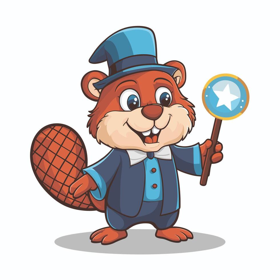 Beaver wild animal set illustration. Funny character in various poses cartoon design Isolated on white background. vector
