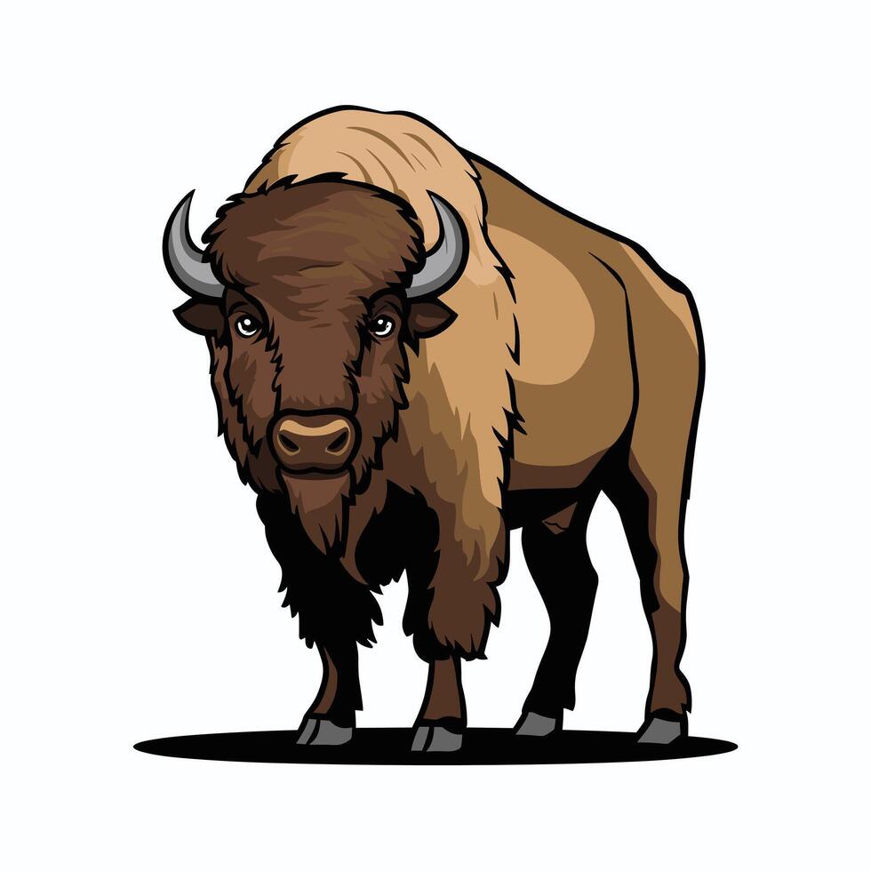 bison flat illustration on white background vector