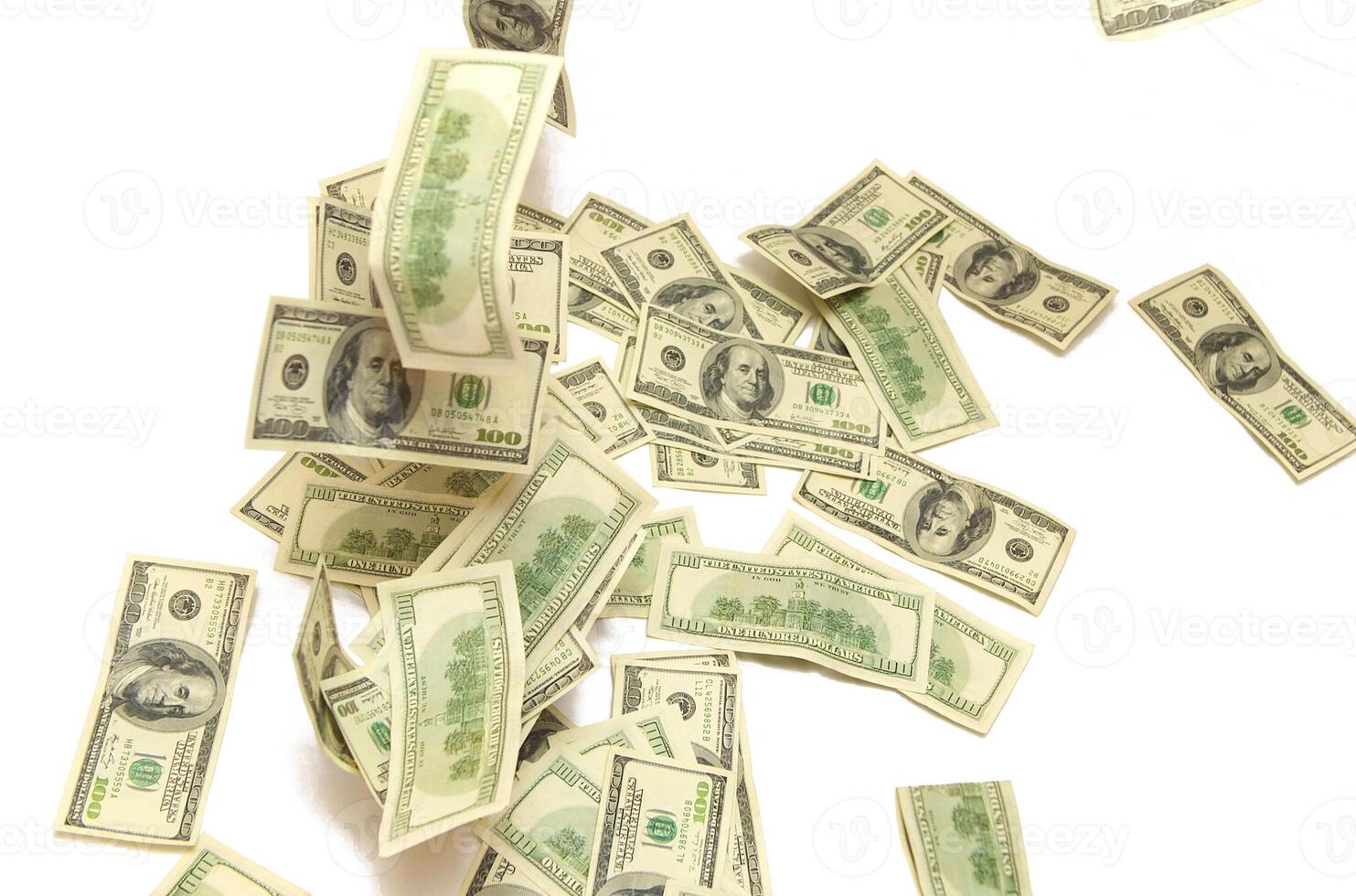 American dollars arranged in stacks of 100 bills each photo