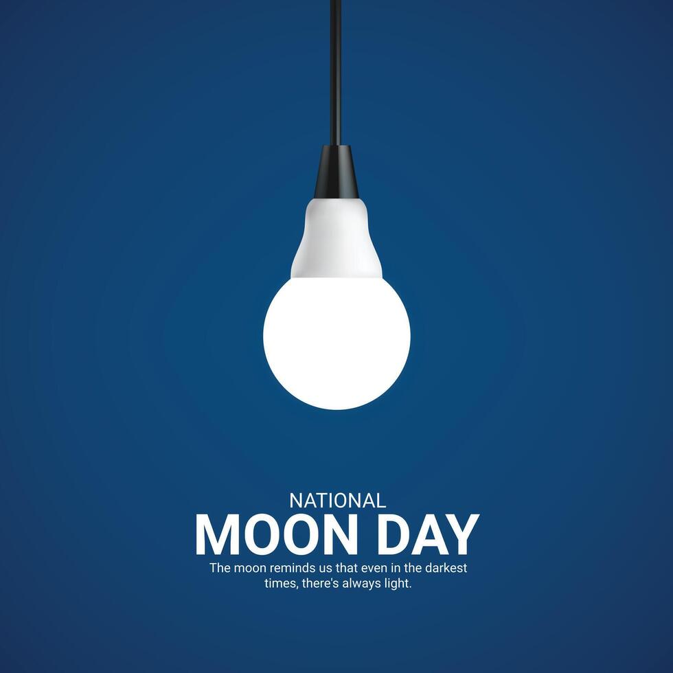 National Moon Day creative ads design. Anniversary of landing on the Moon. Moon Day Poster, July 20. Important day. vector