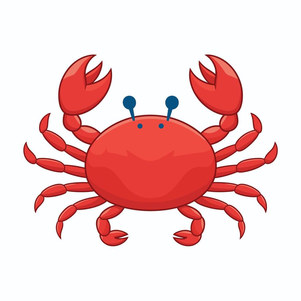 Colorful red crab illustration. Sea creature in flat design. Shell crab icon isolated on white background. vector