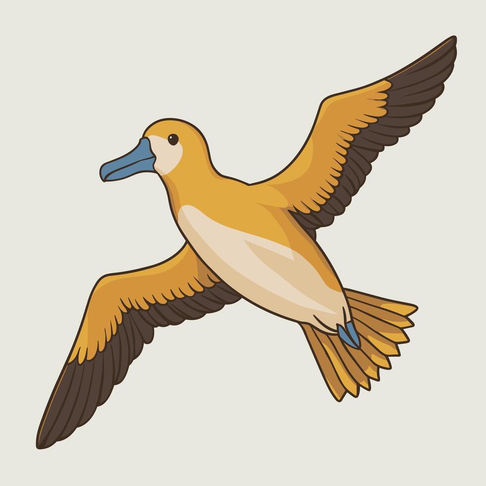 Cartoon cute bird albatross Colorful flat illustration white background vector