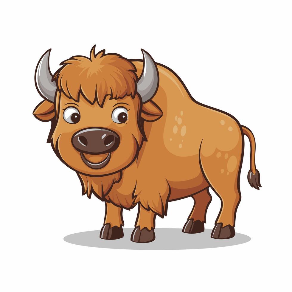 bison flat illustration on white background vector