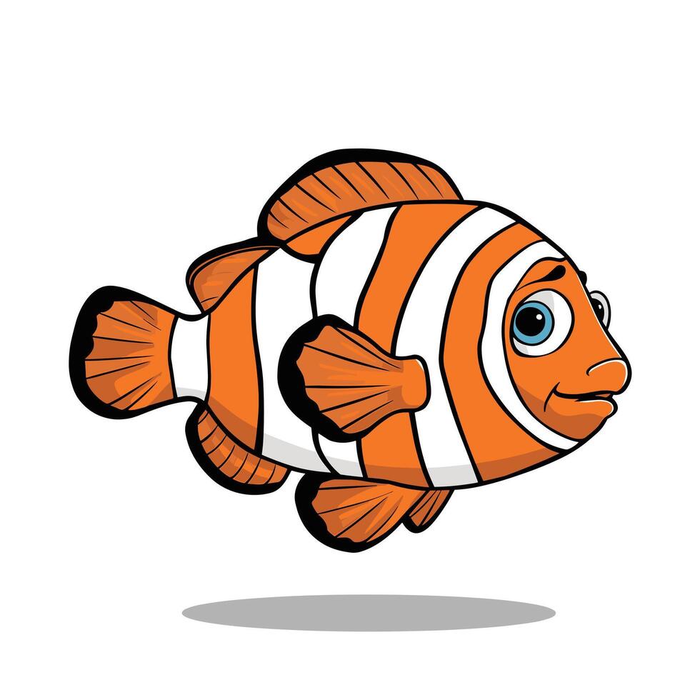 Cute cartoon clownfish. flat illustration white background vector