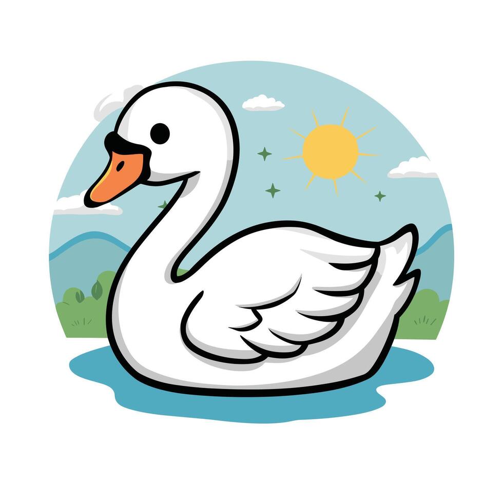 swans illustration isolated on white background vector