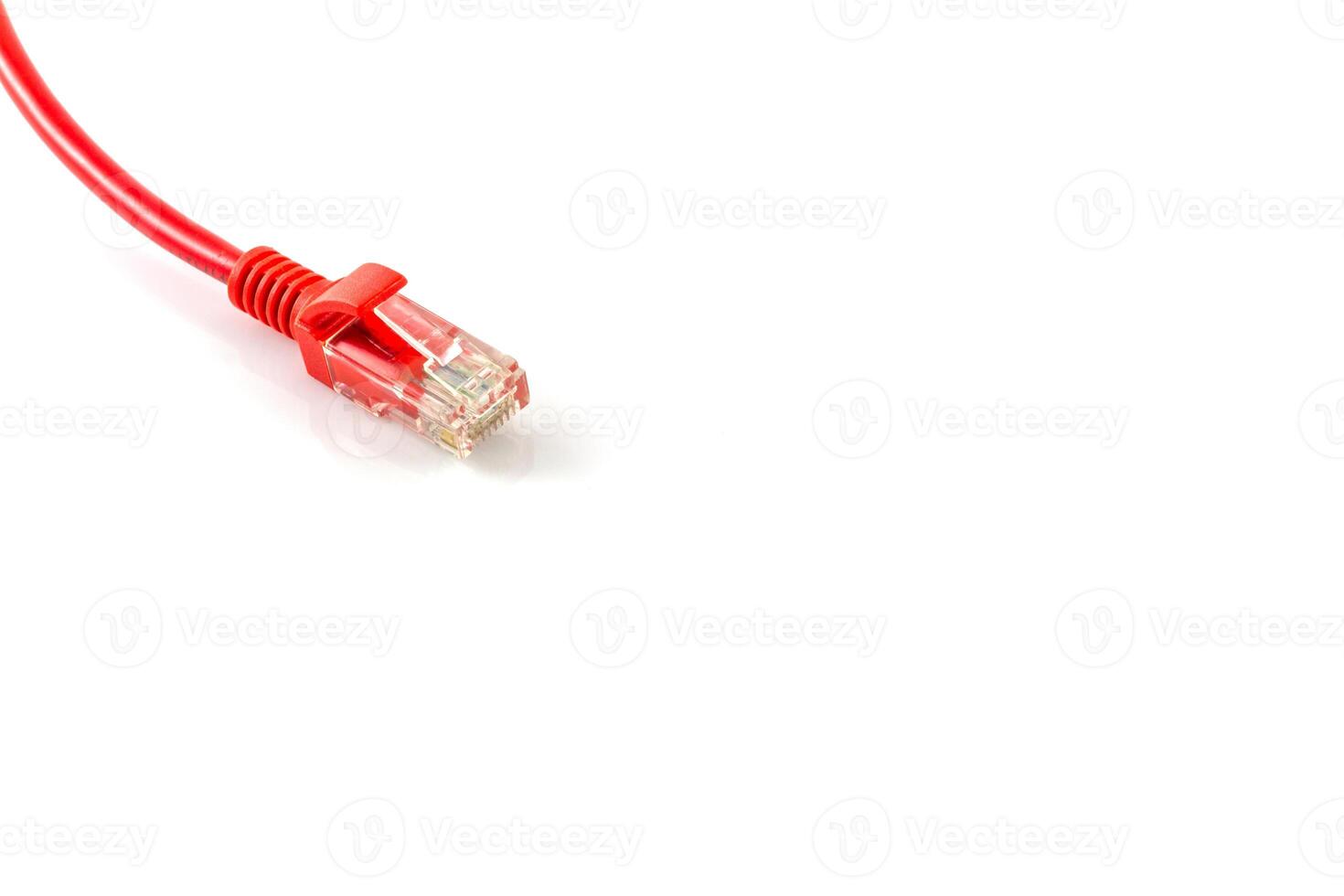 Connections of red network cable red lan cable photo