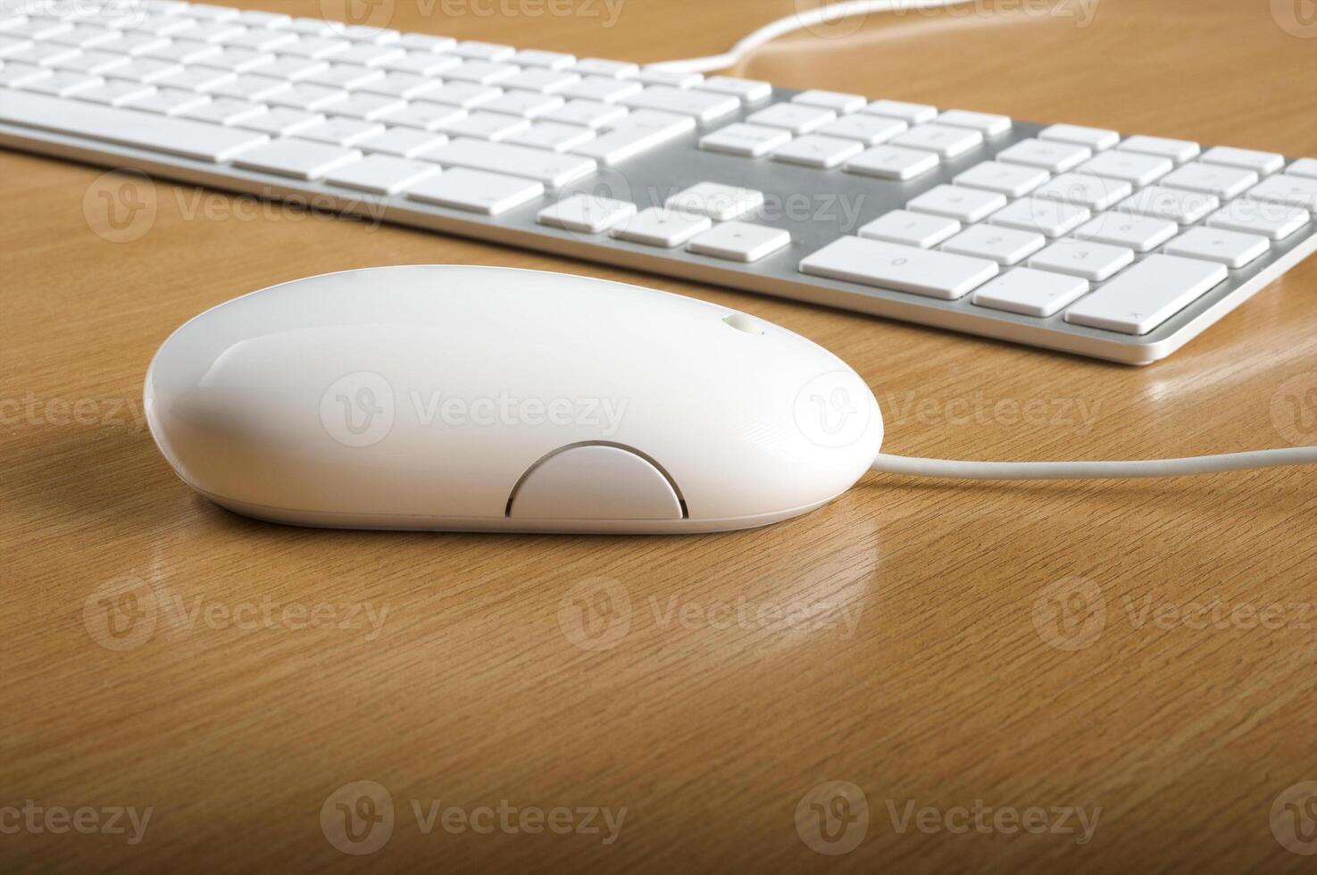 Modern aluminum computer keyboards and mouse for computer photo