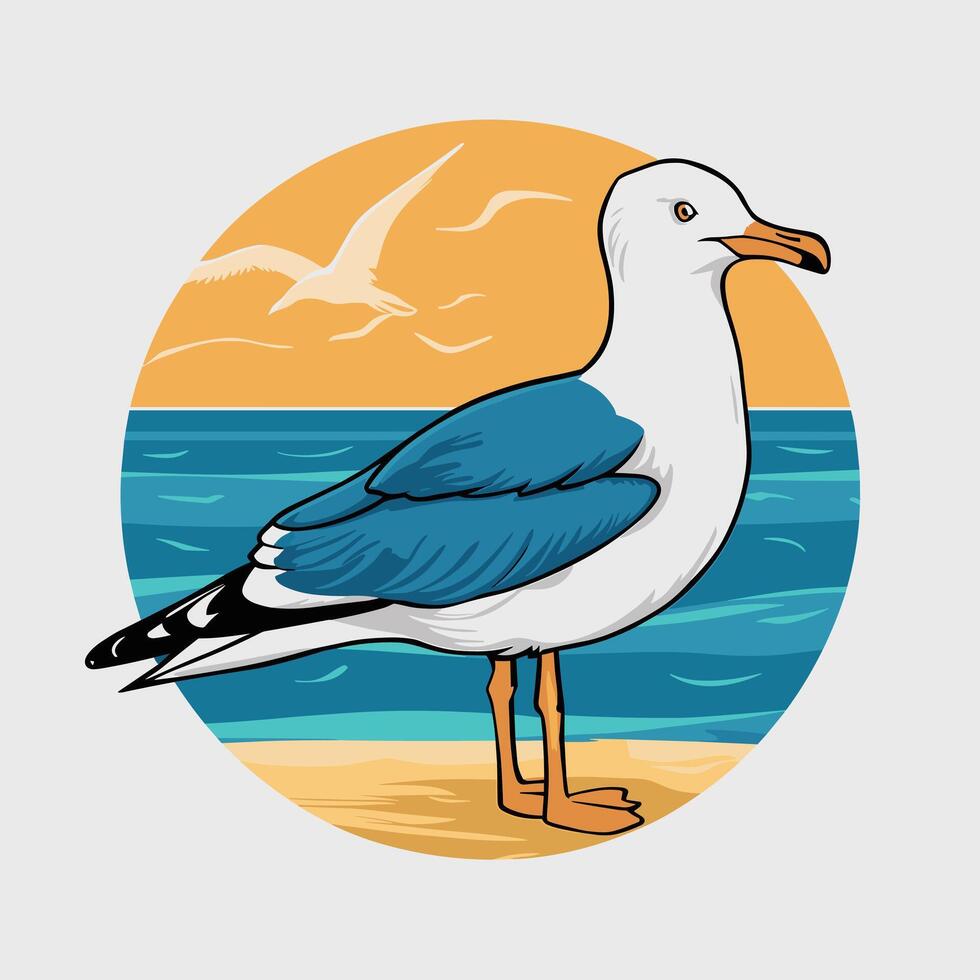 Flying seagulls Bird isolated on a white background. Soaring seabird. illustration in a flat style. vector