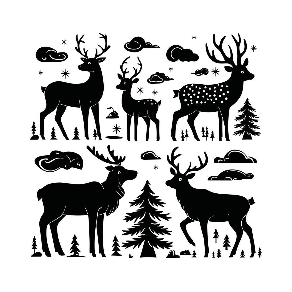 Cute antelope stands on a white background in cartoon style. illustration with African animal. vector