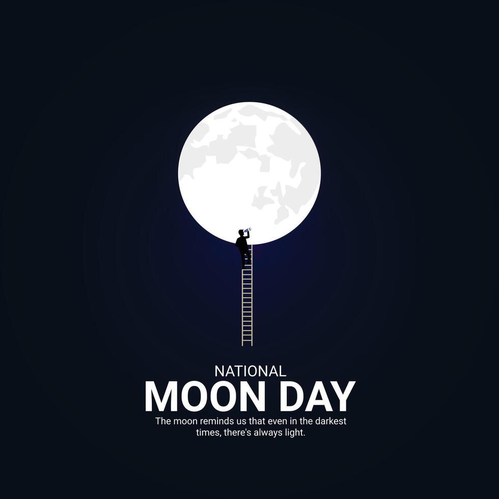National Moon Day creative ads design. Anniversary of landing on the Moon. Moon Day Poster, July 20. Important day. vector