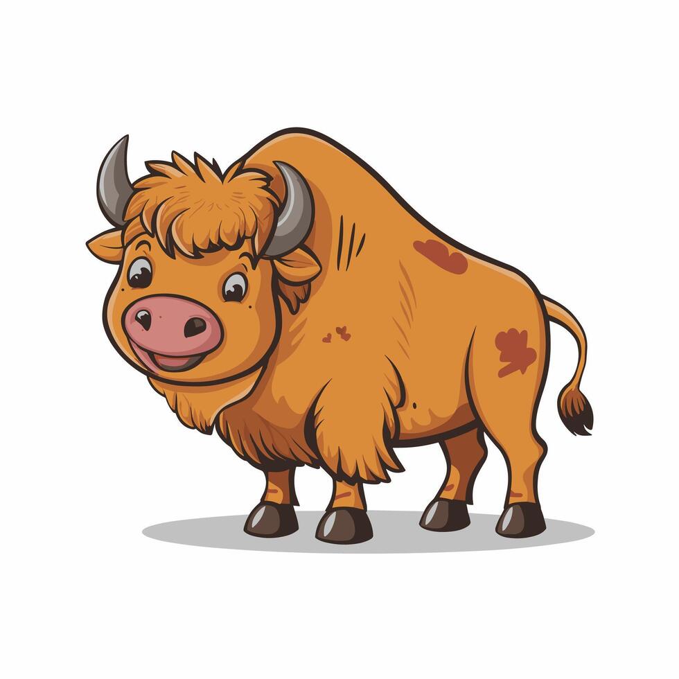 bison flat illustration on white background vector