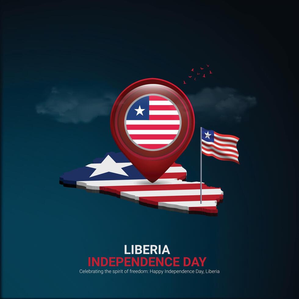 liberia independence day creative ads design. liberia independence day celebration, National Holiday on july 26. Waving flag. illustration. vector