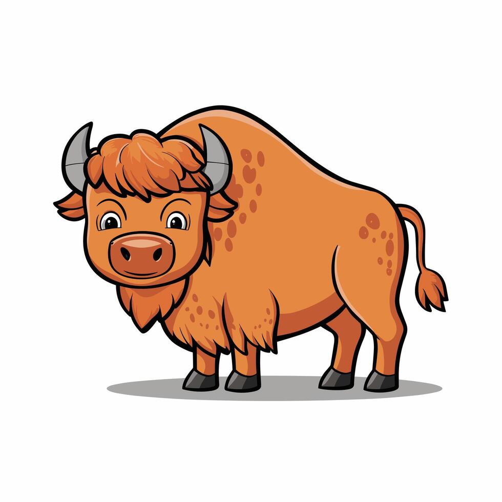 bison flat illustration on white background vector