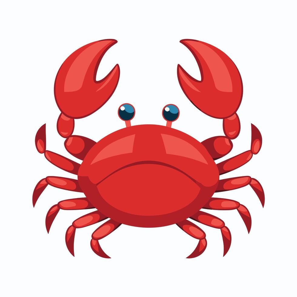 Colorful red crab illustration. Sea creature in flat design. Shell crab icon isolated on white background. vector