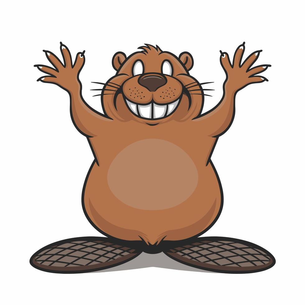Beaver wild animal set illustration. Funny character in various poses cartoon design Isolated on white background. vector