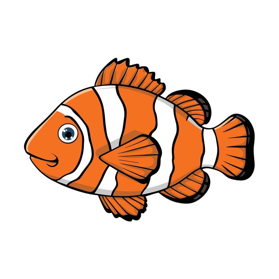 Cute cartoon clownfish. flat illustration white background vector