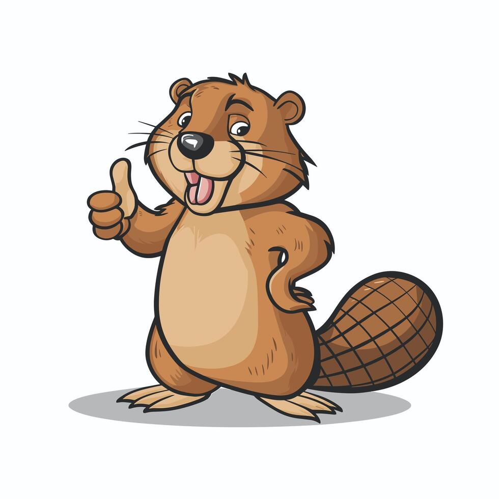Beaver wild animal set illustration. Funny character in various poses cartoon design Isolated on white background. vector