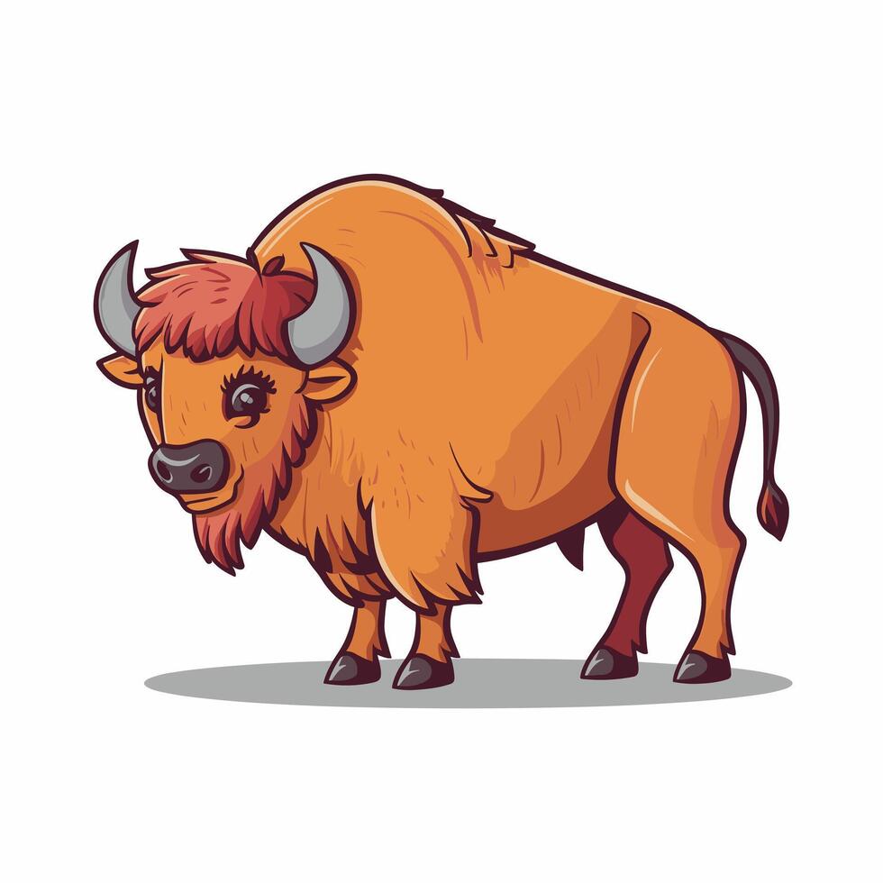 bison flat illustration on white background vector