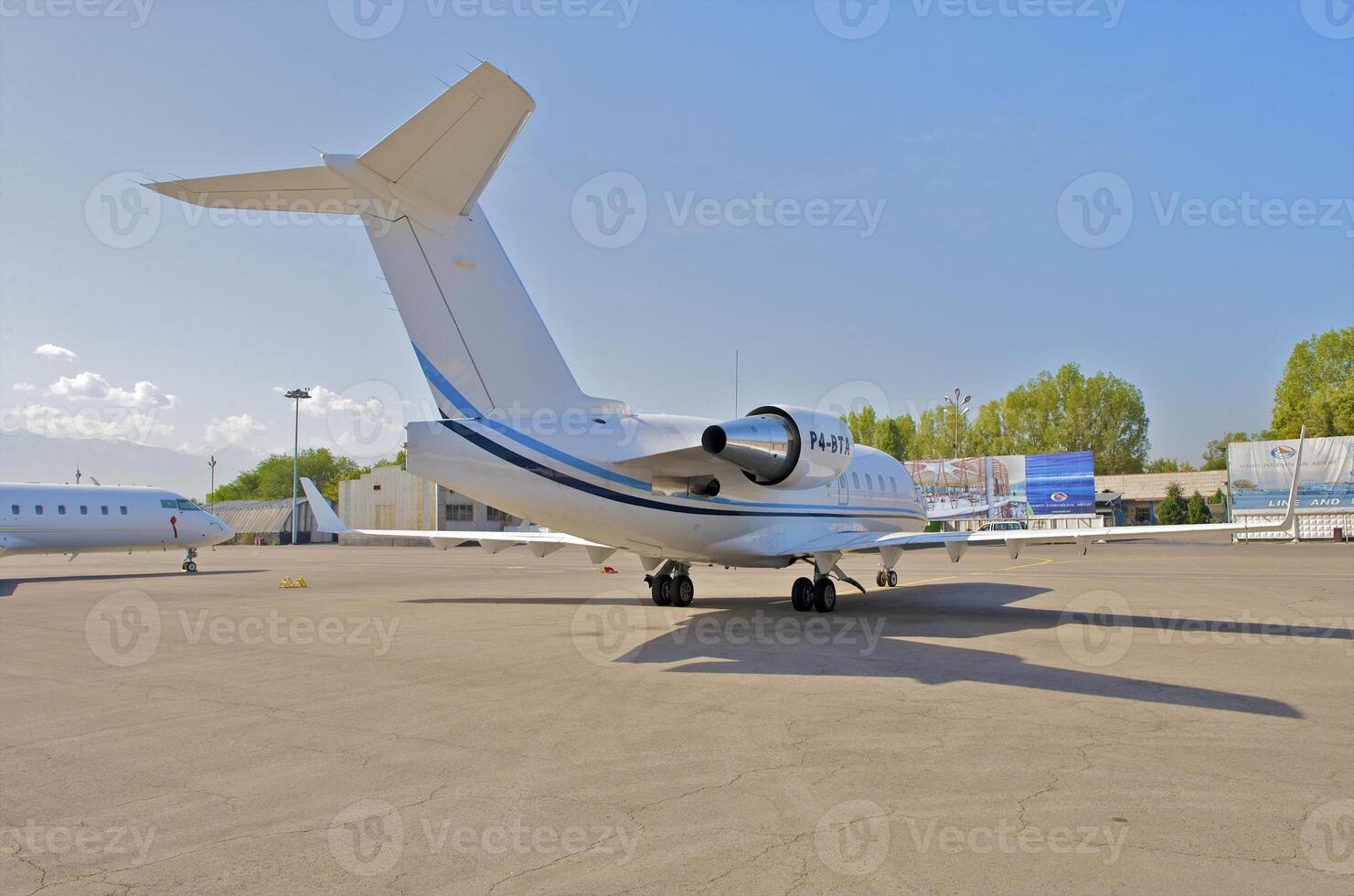 business plane parked at the airport photo