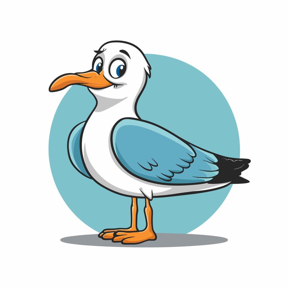Cartoon cute bird albatross Colorful flat illustration white background vector