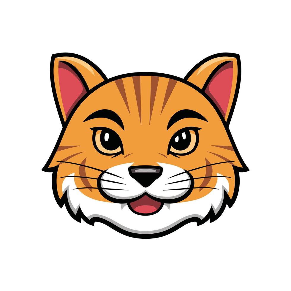 Bobcat is a wild cat. flat illustration of animal isolated on white background. vector