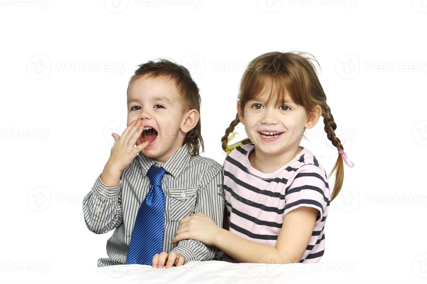Brother and sister in the studio photo