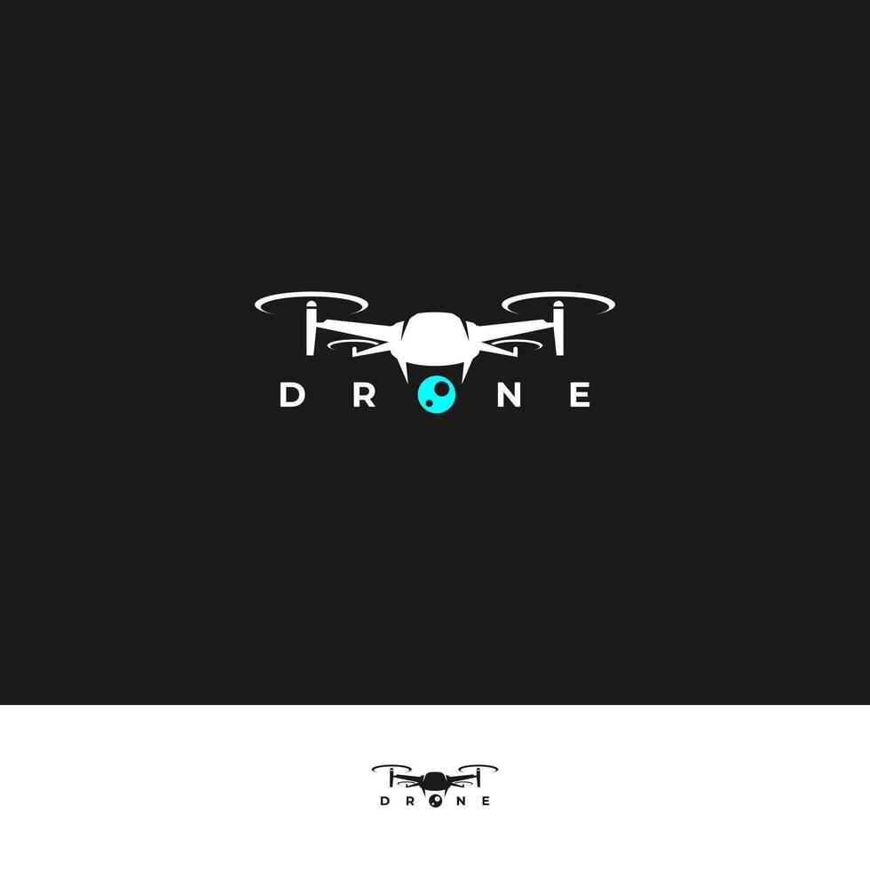 Sleek and modern drone logo design capturing the essence of innovation and sophistication, featuring an 'O' representing a camera. vector