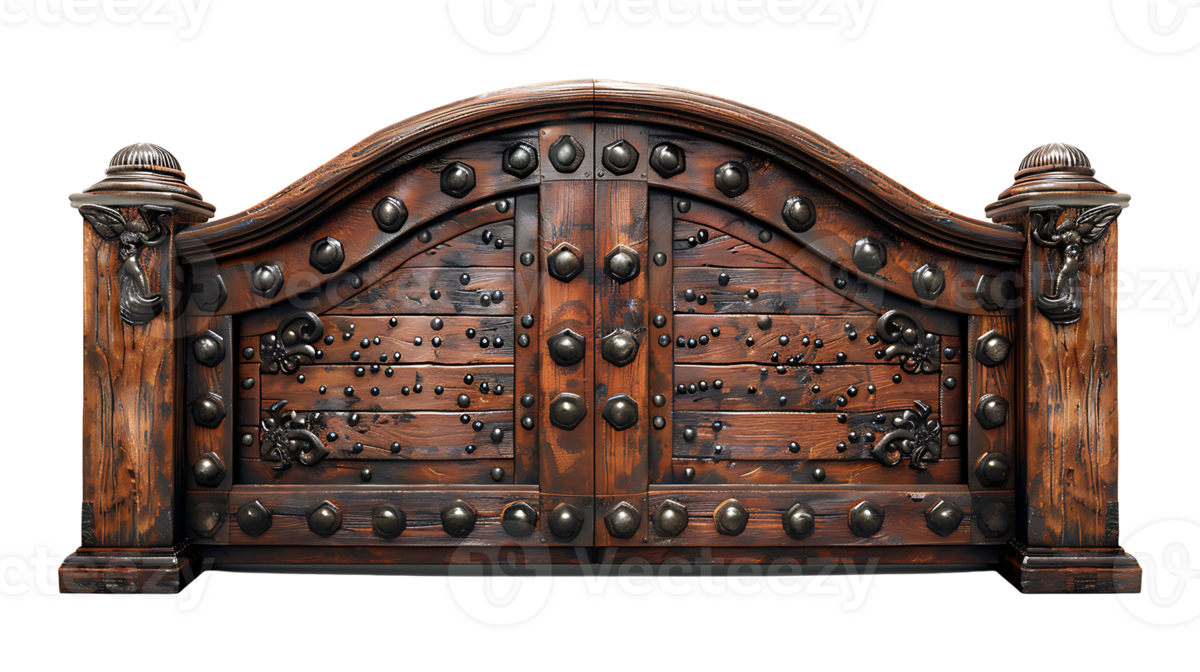 Luxury beautiful wooden gate on a transparent background png