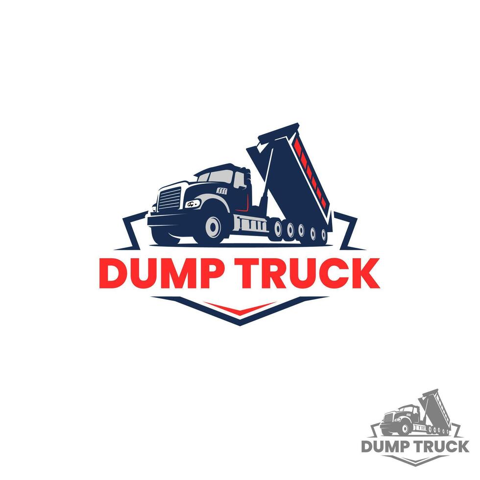 A simple dump truck logo features a minimalist design. It a suitable choice for businesses related to construction or heavy equipment services vector